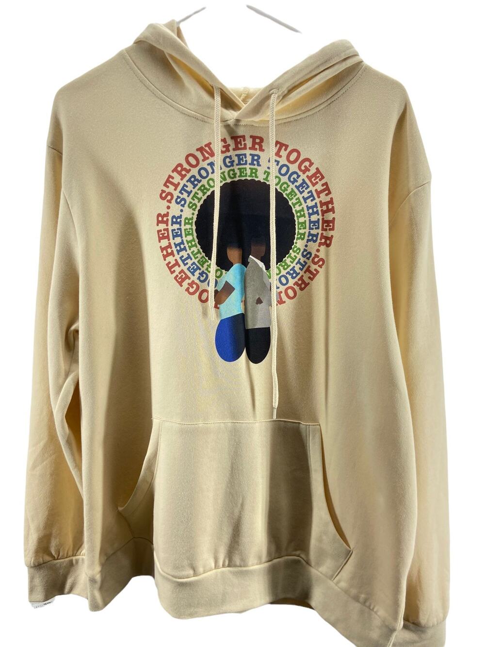Fifth Sun Beige Stronger Together Graphic Pullover Hoodie Men's Size Large